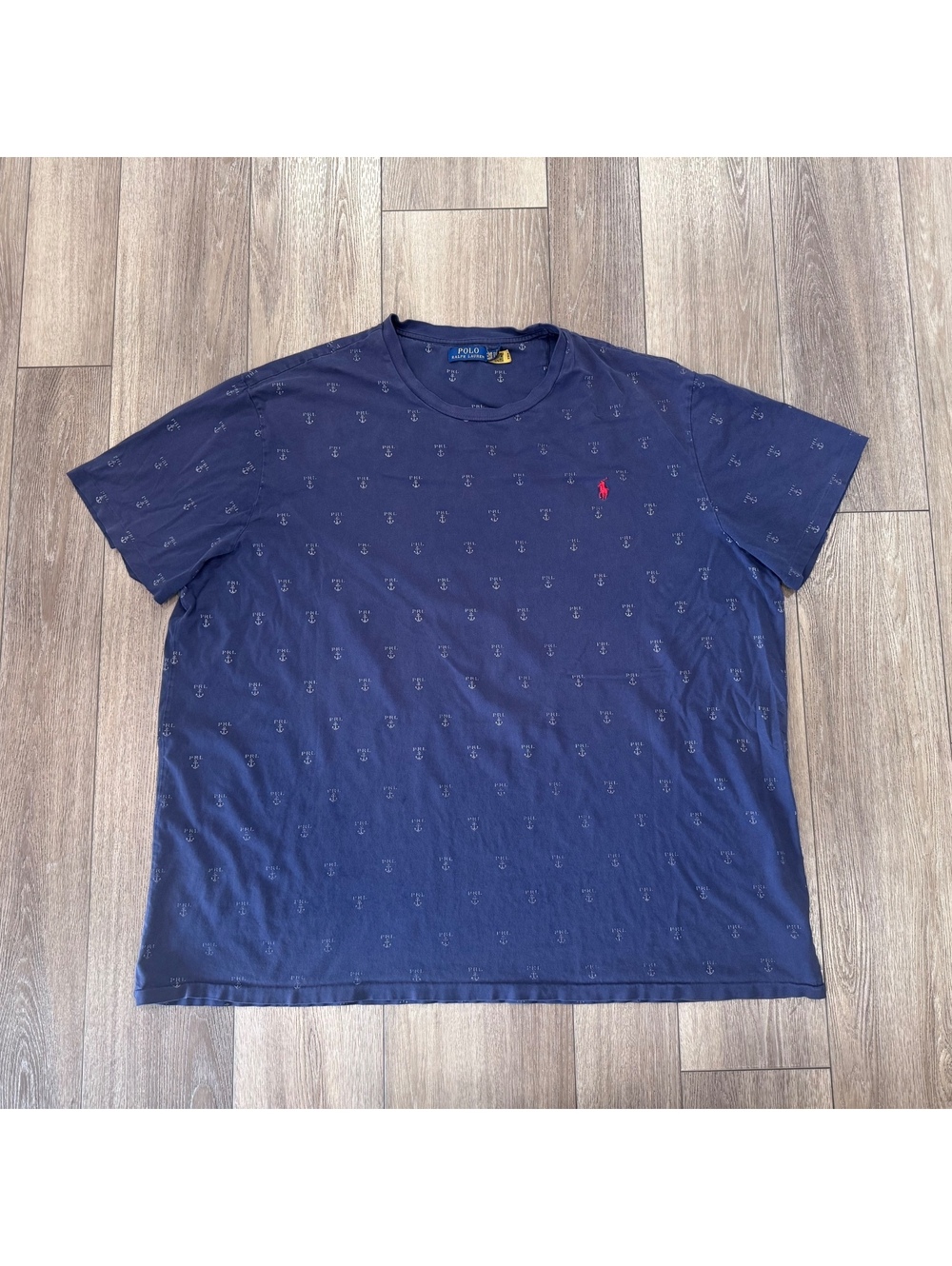 Polo Ralph Lauren Navy Blue Anchor Print T-Shirt Size XL